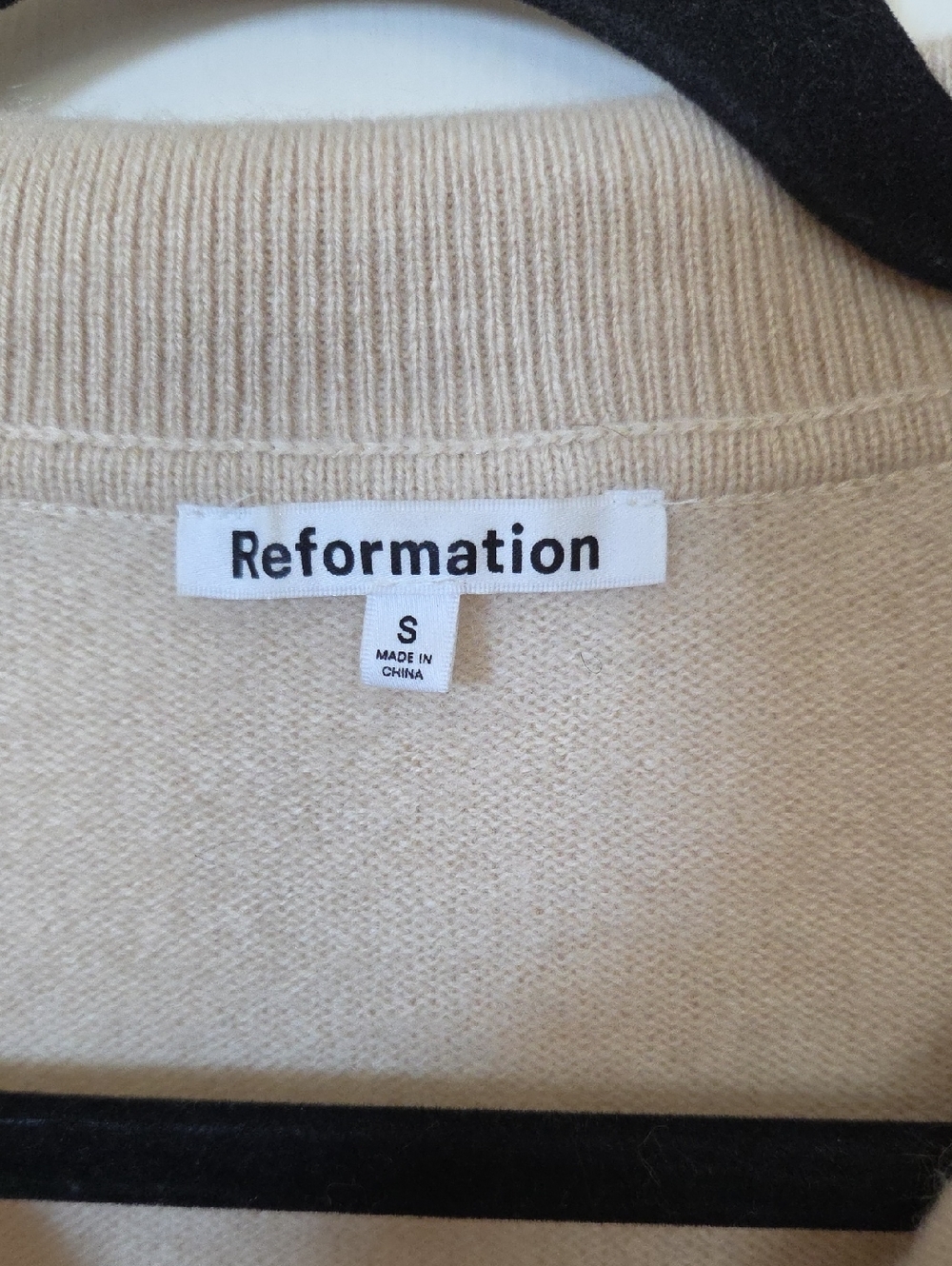 Reformation Women's Polo Cashmere Sweater In Beige Size Small - Picture 4 of 12